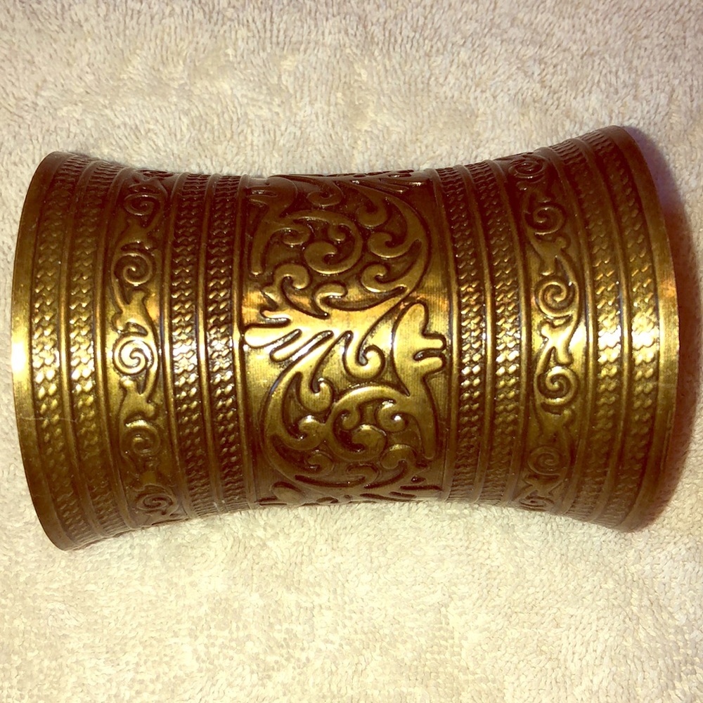 Vintage rustic gold bracelet cuff